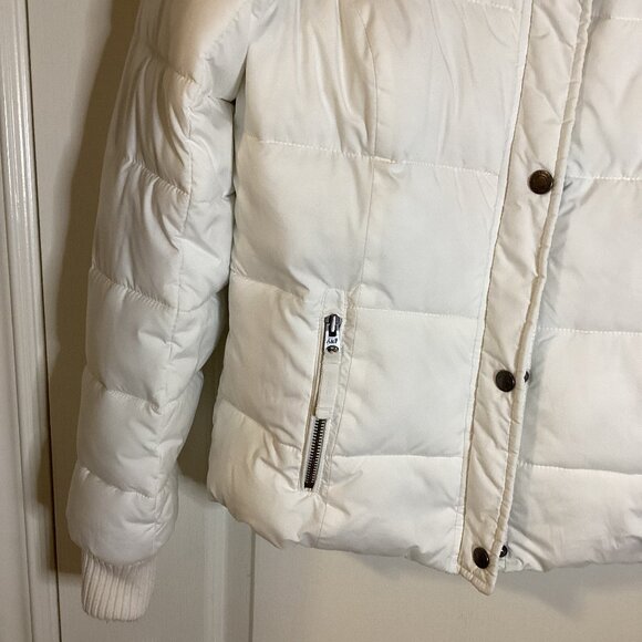 Abercrombie & Fitch White Puffer Jacket Hooded Size S Skiing Snow Winter - Picture 4 of 15